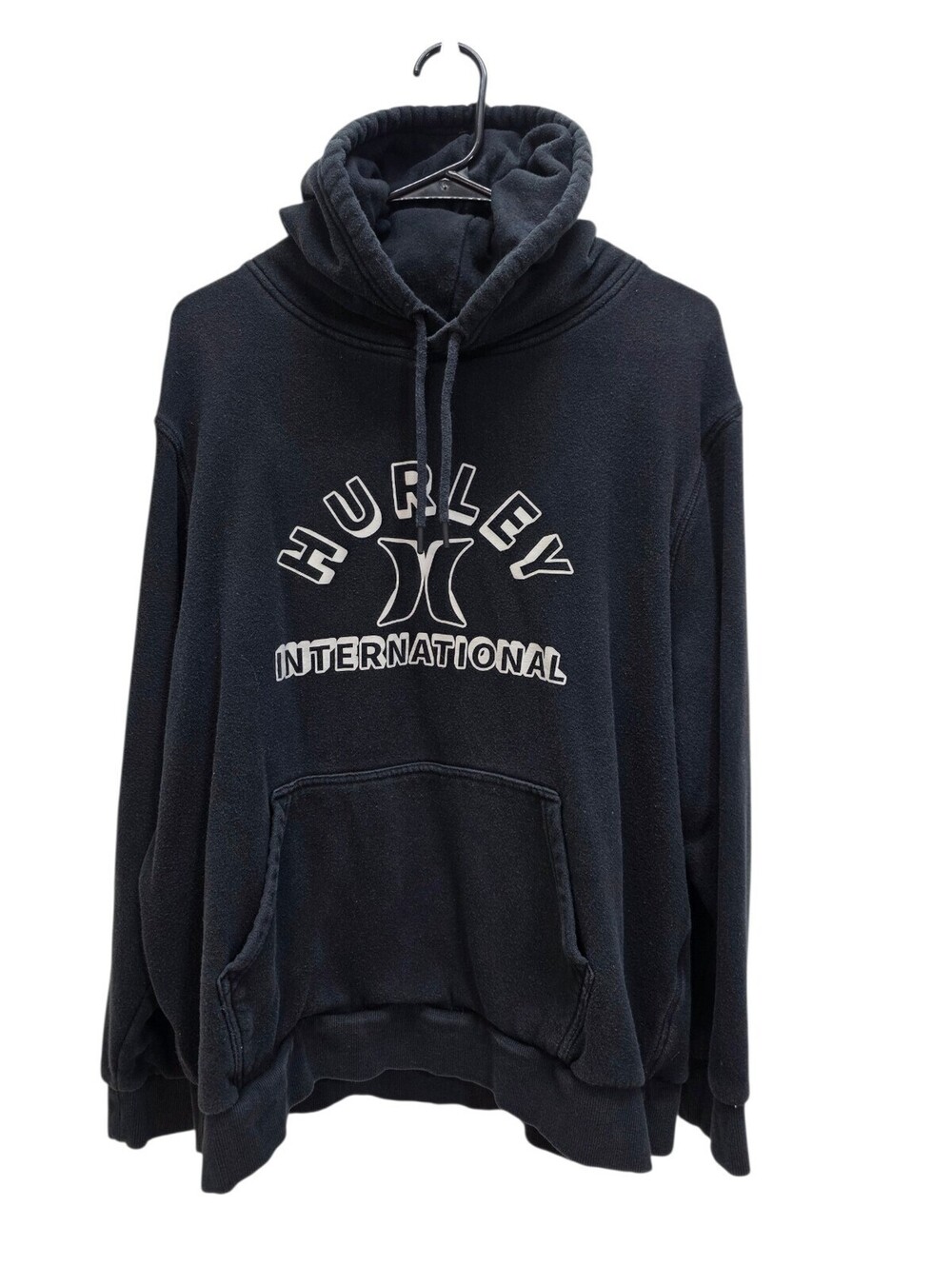 Hurley International Hoodie Mens XL Black Spellout Graphic Sweatshirt Surf Skate